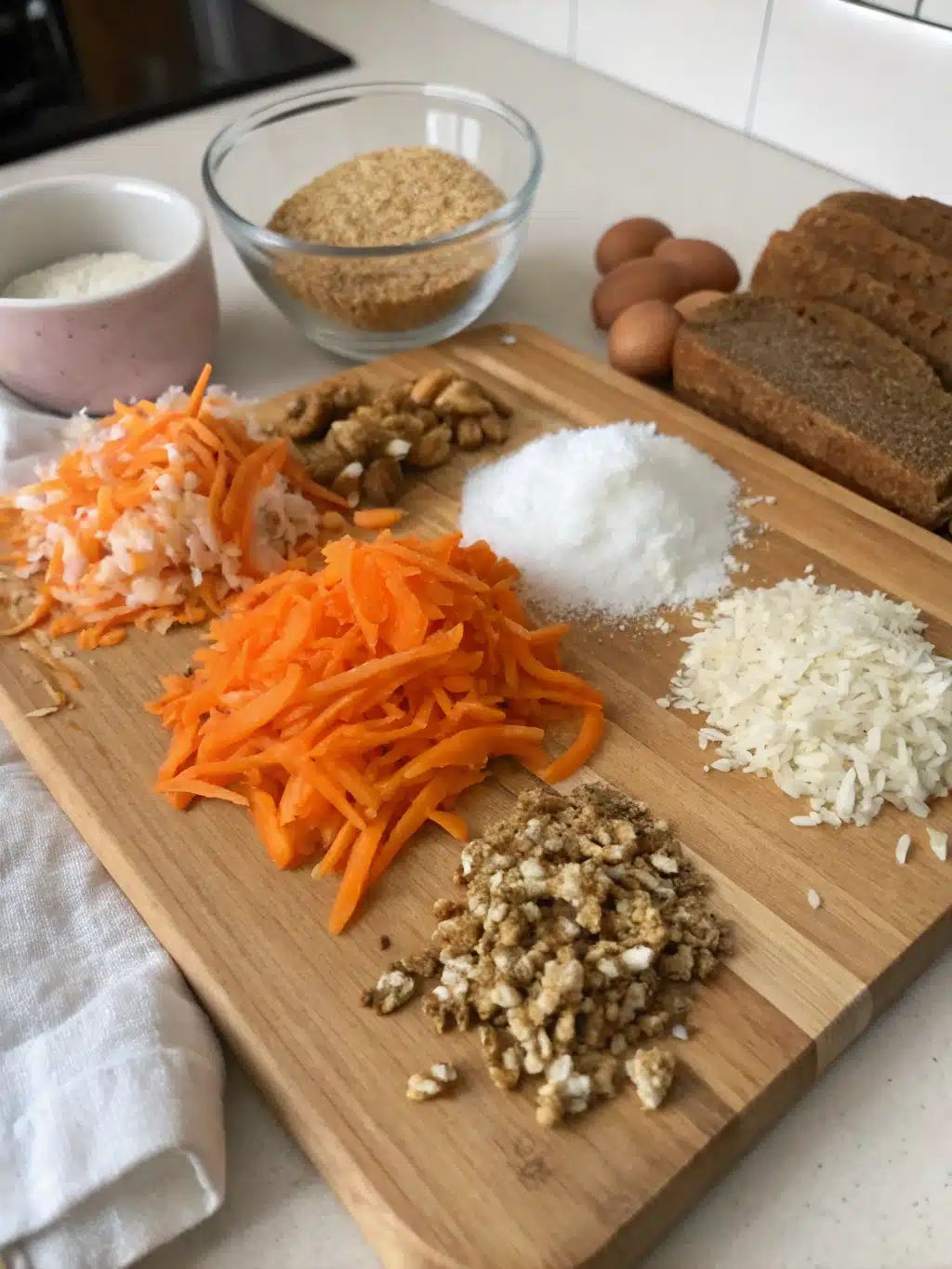 Healthy coconut carrot cake loaf ingredients