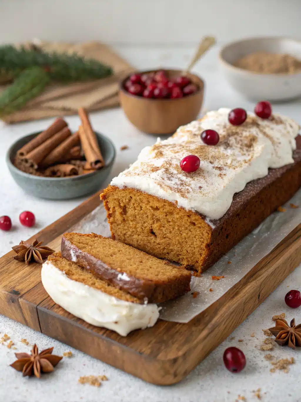 Healthy Gingerbread Eggnog Loaf with Cream Cheese Frosting Ingredients