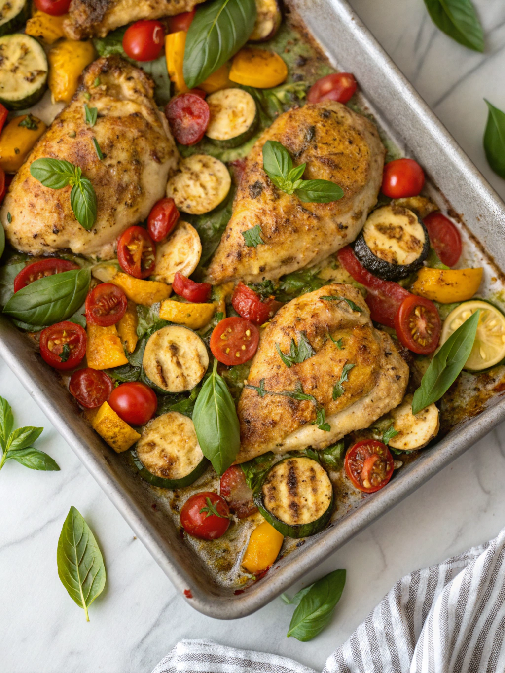 sheet pan pesto chicken and veggiesingredients