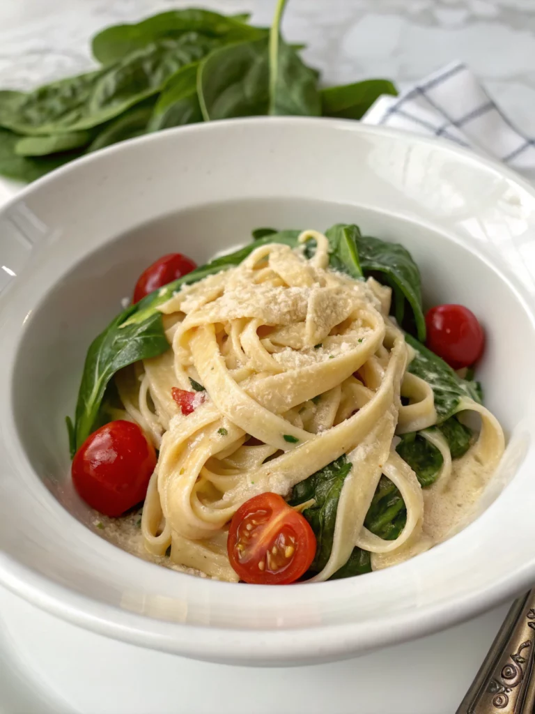 single serve healthy fettuccine alfredo