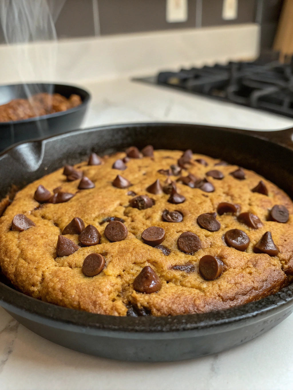 the best pumpkin chocolate chip skillet cookie