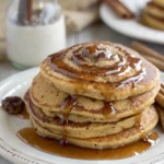 whole wheat pancakes with cinnamon roll syrup