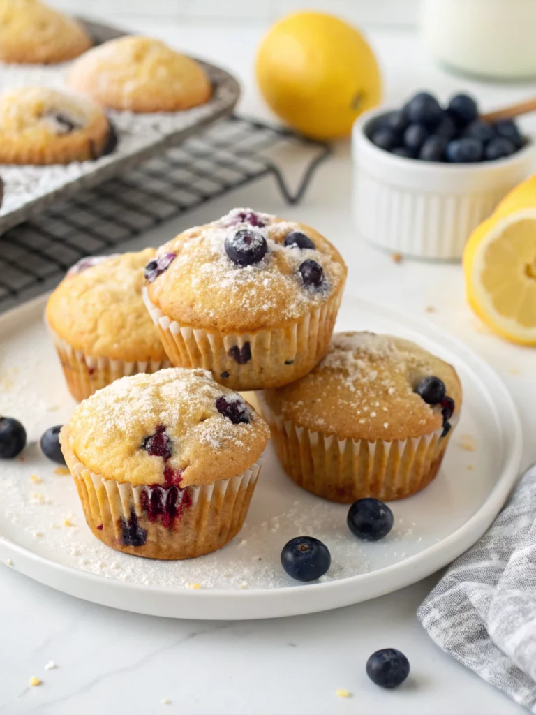 healthy lemon blueberry muffins